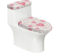 Copriwater elasticizzato e copriwater con fondo elastico, morbido copriwater retrò con cuori e rami per bagno, decorazione per la casa, set da 2