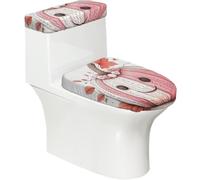 Copriwater elasticizzato e copriwater con fondo elastico, morbido copriwater rosa con occhi di zucca del Ringraziamento per il bagno e la casa, set da 2