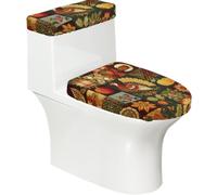 Copriwater elasticizzato e copriwater con fondo elastico, morbido copriwater vintage per il Ringraziamento fattoria raccolto plaid per il bagno e la casa, set da 2