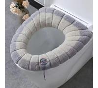 Copriwater elasticizzato più caldo in morbido poliestere, protezione per il bagno, a forma di V, elastico, da 30 cm fino a 21,6 pollici, lavabile con cinghia per appenderlo (beige con grigio B)