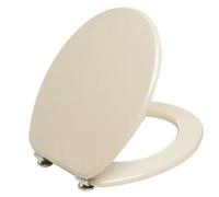 Copriwater Forma Universale Sedile Vaso WC Champagne Avorio Completo di Cerniere Metallo Cromato Lucido e Viti di Fissaggio