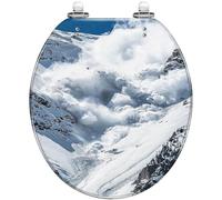 Copriwater generico decorativo ovale/rotondo per bagno | Adatto alla maggior parte dei WC, design color Caucaso con effetto valanga naturale, aggiunge un tocco decorativo al bagno.