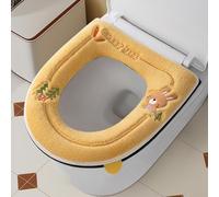 Copriwater in peluche ispessito a forma di U, con chiusura a cerniera, lavabile e riutilizzabile, si adatta alla maggior parte dei sedili WC standard, accessorio da bagno caldo e morbido (giallo)