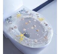 Copriwater in Resina con Fiori Veri, Conchiglie E Sabbie, Migliora L'arredamento del Bagno con Effetti 3D, Resistente,Chiusura Ammortizzata,Compatibile con Tipo U/V/O,Tavoletta WC A,42cm*36cm