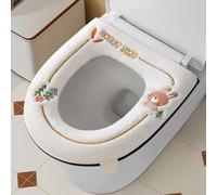 Copriwater ispessito a forma di U, con meccanismo a cerniera, per WC standard, morbido tessuto in poliestere felpato, per bagni domestici (bianco)