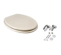 Copriwater Legno Rivestito Forma Universale Cerniere Metallo Avorio Beige