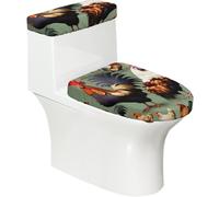 Copriwater morbido con gallo e pollo, 2 pezzi, coperture elastiche riutilizzabili per WC a forma di U/O, decorazione per il bagno