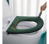 Copriwater morbido e caldo, cuscino universale per WC con cerniera e maniglia ribaltabile, impermeabile, rimovibile e lavabile, decorazione da bagno, adatto per autunno/inverno grigio,rosa,verde,marro