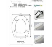 Copriwater PAOLINA Disegno Ceramica Bianco Cerniera Cromo