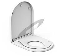 Copriwater per bambini a forma di D, con supporto magnetico integrato per bambini, in polipropilene, con abbassamento automatico Softclose e sgancio rapido, rimovibile, Big D bianco, 45,4 x 36,1 cm