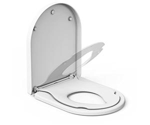 Copriwater per bambini a forma di D, con supporto magnetico integrato per bambini, in polipropilene, con abbassamento automatico Softclose e sgancio rapido, rimovibile, Big D bianco, 45,4 x 36,1 cm