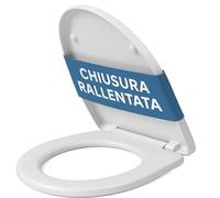 Copriwater per POZZI GINORI, Forma D Moderna, Chiusura Rallentata, Termoindurente, Bianco, Ideal standard, Sedile WC, ALTA QUALITA' - MADE IN ITALY (Forma D Rallentata)