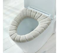 Copriwater per WC Caldi, Copriwater per WC con Tappetino Super Caldo, Cuscino per WC Imbottito Lavabile (Beige)
