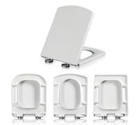 Copriwater quadrato con chiusura soft e sgancio rapido a fissaggio superiore, in materiale PP, coperchio WC allungato resistente, facile da installare e pulire (Quadrato-C)