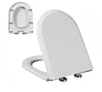 Copriwater Sedile WC Coperchio WC con Chiusura Ammortizzata e Cerniere Regolabili, Sgancio Rapido, Facile da Montare e Pulire, Tavoletta WC Universale Forma di D/U, PP, 02D, 44x35.5cm