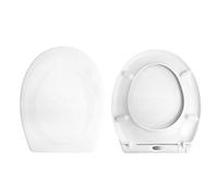 Copriwater Sedile Wc Universale Ovale SOFT CLOSE SGANCIO RAPIDO compatibile con vari modelli, In Plastica Termoindurente,Colore Bianco, CERNIERE FISSAGGIO DALL'ALTO MADE IN ITALY