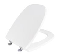 Copriwater Universale 35,5x44,3 cm in MDF Cerniere in Metallo Cromato Square Bianco Lucido