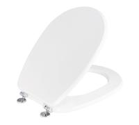 Copriwater Universale 35,8x46 cm in MDF Cerniere in Metallo Cromato Liuto Bianco Lucido