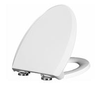 Copriwater Universale a forma V, Tavoletta WC Bianca Ovale Chiusura ammortizzata, Soft-Close, Copri WC Universale, Asse WC Facile da Montare, Tavoletta 46x38.5CM