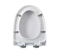 Copriwater Universale a forma V, Tavoletta WC Bianca Ovale Chiusura ammortizzata, Soft-Close, Copri WC Universale, Asse WC Facile da Montare, Tavoletta 44x35CM