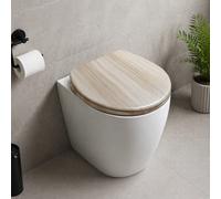 Copriwater universale beige effetto legno in MDF tavoletta con cerniere