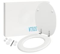 Copriwater Universale Compatibile Ellisse Piemonte, Sedile WC in Legno Verniciato, Bianco Lucido, Design Universale, 42,6x37,7 cm, Installazione Semplice