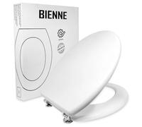 Copriwater Universale in Legno, Sedile WC per Bagno, Tavoletta Copri WC Resistente, Coprivaso con Cerniere in Acciaio inox antiruggine, Adatto a Sanitari Standard, Facile da Montare