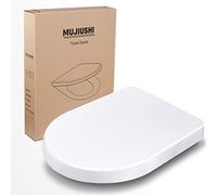 Copriwater Universali, MUJIUSHI Sedile WC con Chiusura Ammortizzata, Tavoletta WC di Materiale Robusto a Forma D & Sgancio Rapido&Dimensione Standard Universale Compatibile, Bianco Non Ingiallamento