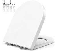 Copriwater Universali, Sedile WC con Chiusura Ammortizzata, Tavoletta WC di Materiale Robusto a Forma D & Sgancio Rapido&Dimensione Standard Universale Compatibile, Bianco Non Ingiallamento