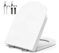 Copriwater Universali, Sedile WC con Chiusura Ammortizzata, Tavoletta WC di Materiale Robusto a Forma D & Sgancio Rapido&Dimensione Standard Universale Compatibile, Bianco Non Ingiallamento