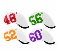 Copriwedge da Golf Copritesta Cuneo Copricapo Protezione Custodia Materiale Plastica Morbida Antigraffio con Forma Affusolata E Bordo Rifinito Numeri, Bianco Con Scritte Multicolore