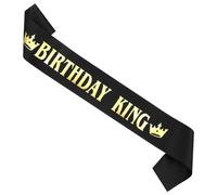 Coptiner 1 pezzo di compleanno re sash raso sash striscione accessori con lettere dorate compleanno decorazioni regalo per uomini adulti bambini festa nero