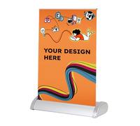 Copykrea Mini Roll Up personalizzato in A3 (29,7 x 42 cm) | Espositore pubblicitario da tavolo con stampa inclusa | Struttura retrattile in argento