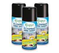 Copyr FlySpray OneShot - Insetticida Aerosol contro Mosche Scarafaggi Formiche Pulci Zecche, Insetti delle Derrate, 150ml x 3 Pz - con Piretrine Pure, Azione Abbattente a Svuotamento Totale
