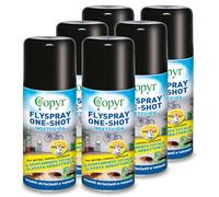 Copyr FlySpray OneShot - Insetticida Aerosol contro Mosche Scarafaggi Formiche Pulci Zecche, Insetti delle Derrate, 150ml x 6 Pz - con Piretrine Pure, Azione Abbattente a Svuotamento Totale