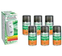 Copyr Kenyasafe Extra e Copyrmatic Combi - Insetticida Antizanzare, Mosche e Insetti Volanti, 6 Bombole 250ml + Erogatore Automatico, Piretro Insetticida Biologico e Repellente Zanzare Casa e Giardino