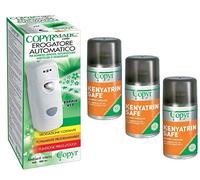 Copyr Kenyatrin Safe e Copyrmatic Combi - Insetticida Antizanzare, Mosche e Insetti Volanti, 3 Bombole 250ml + Erogatore Automatico, Piretro Insetticida Biologico e Repellente Zanzare Casa e Giardino