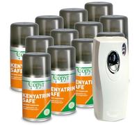 Copyr Kenyatrin Safe e Copyrmatic Evolution Night & Day - Insetticida Antizanzare, Mosche e Insetti Volanti, 24 Bombole 250ml + Erogatore Automatico, Piretro Insetticida Biologico e Repellente Zanzare