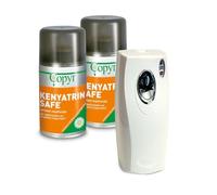 Copyr Kenyatrin Safe e Copyrmatic Evolution Night & Day - Insetticida Antizanzare, Mosche e Insetti Volanti, 2 Bombole 250ml + Erogatore Automatico, Piretro Insetticida Biologico e Repellente Zanzare