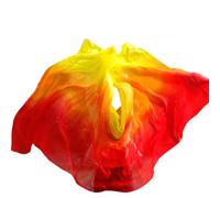 COQALINEX Foulard per danza del ventre, sciarpa di seta per danza del ventre, velo di seta sfumata, sciarpa fatta a mano, in vera seta naturale, per donne adulte (giallo, arancione, rosso, 90 x 200