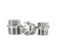 COQFBHJBRH 1pc Metric Male Thread 304 Stainless Steel Hex End Cap Flange Outer Hexagon Solid Oil Water Pipe Fitting(BSP 1I8) COQFBHJBRH