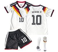 COQOYO Set di maglia da calcio per bambini, divisa mondiale 2026, numero 10, per ragazzi e ragazze di 6-13 anni, traspirante, ad asciugatura rapida, con pantaloncini e calzini, bianco, N. 10 bianco