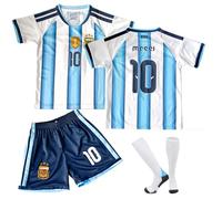COQOYO Set di maglia da calcio per bambini, maglia da calcio n. 10, per ragazzi e ragazze dai 6 ai 13 anni, traspirante e ad asciugatura rapida, con pantaloncini a maniche corte, colore: blu/bianco