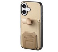 COQUE Custodia a portafoglio per Apple iPhone 17, con design portatile in tessuto intrecciato, slot per carte integrati, cavalletto nascosto, custodia sottile per Apple iPhone 17-Cachi