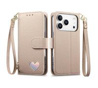COQUE Custodia a portafoglio per Blackview Wave 7C, con slot per carte e supporto, chiusura magnetica, custodia antiurto con motivo a cuore per Blackview Wave 7C-Cachi
