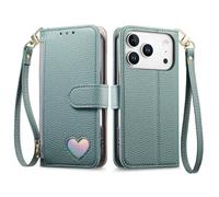 COQUE Custodia a portafoglio per Blackview Wave 7C, con slot per carte e supporto, chiusura magnetica, custodia antiurto con motivo a cuore per Blackview Wave 7C-Blu