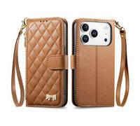 COQUE Custodia a portafoglio per Blackview Wave 7C con slot per carte integrati e tasca con cerniera, design con patta magnetica, cordino staccabile, custodia protettiva antiurto-Marrone