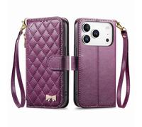 COQUE Custodia a portafoglio per Blackview Wave 7C con slot per carte integrati e tasca con cerniera, design con patta magnetica, cordino staccabile, custodia protettiva antiurto-Viola