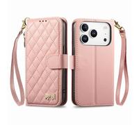 COQUE Custodia a portafoglio per Blackview Wave 7C con slot per carte integrati e tasca con cerniera, design con patta magnetica, cordino staccabile, custodia protettiva antiurto-Rosa