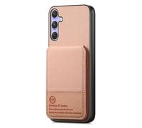 COQUE Custodia a portafoglio per Honor 600 Pro, texture twill, scomparti per carte integrati e cinturino da polso, protezione RFID, tasca con cerniera, custodia protettiva in pelle-Rosa